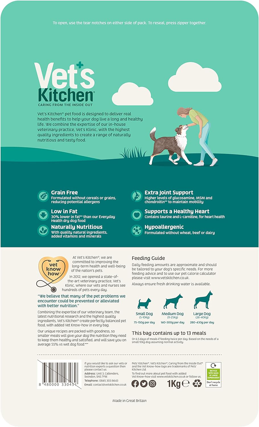 Vet's Kitchen Dry Dog Food Senior Grain Free Turkey & Sweet Potato 2