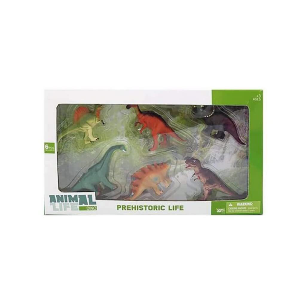 Set Of Dinosaurs Prehistoric Life (6 Pcs) Toy NUOVO