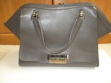 Zac Zac Posen Jumbo Satchel Handbag Gray Leather