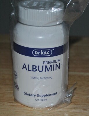 Dr. K&C Premium Albumin Protein Extra Strength 1000 Mg 120 Tablets Exp 01/27