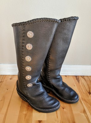 vibram boots black leather