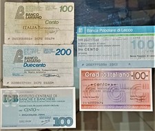 ZZ MINI ASSEGNI ANNI 70 CINQUE PEZZI IN BLOCCO.