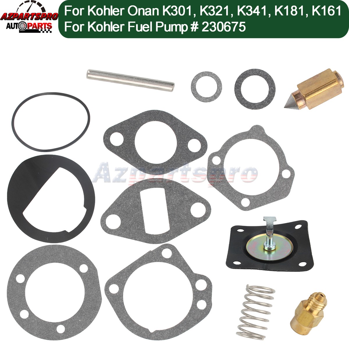 Fuel Pump Repair Rebuild Kit For Kohler & Onan Engines - Part #230675 (Fits Many Models) 10 thumbnail image