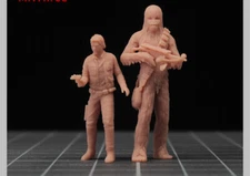 Unpainted 1/64 Han Solo and Chewbacca Male Action Figure Mini Doll Model Toy