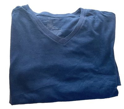TOMMY HILFIGER Dark Blue V Neck Men s Short Sleeve T Shirt Size Medium