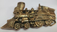 Vintage 1978 Baron Buckle 6101 Solid Brass Locomotive Railroad Train Belt Buckle