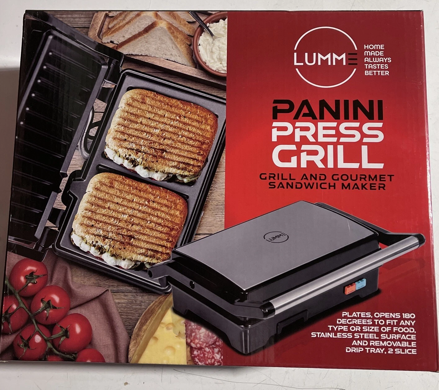 Panini Press Indoor Grill and Gourmet Sandwich Maker (Black)