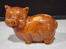 Vintage Pottery Brown PIGGY BANK Made In The USA