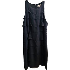 Kenar Women’s Size 8 Little Black Dress 100% Silk Ruffled Sleeveless