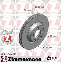 Zimmermann 600.3226.20 Bremsscheibe FüR Audi Porsche VW