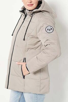 Arctic Expedition Horizontal Quilted Down Coat Tan