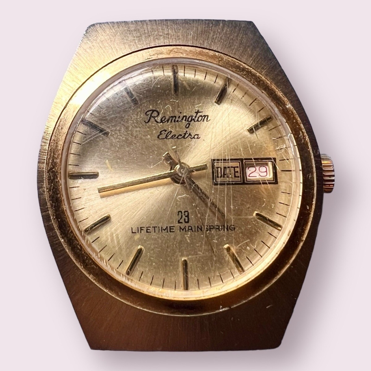 VINTAGE REMINGTON ELECTRA 23 MENS WRIST WATCH GOLD TONE FOR PARTS