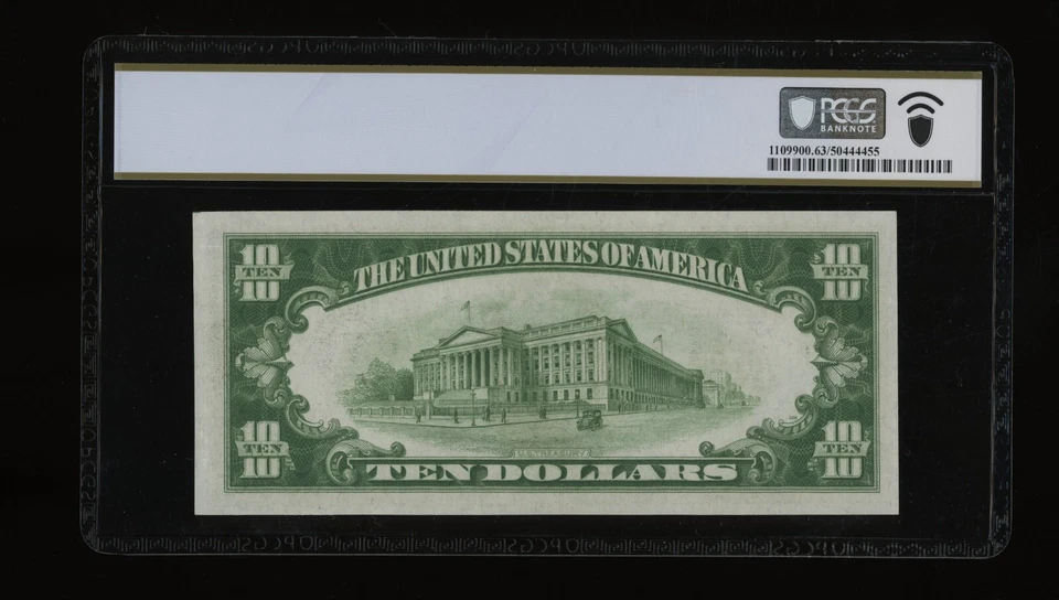 DBR 1934 $10 LGS FRN Chicago Fr. 2004-Glgs PCGS-B 63 PPQ Serial G17954206A - Image 2 of 2