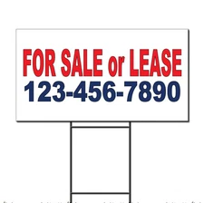 For Sale Or Lease Phone Custom Red Blue Custom Plastic Yard Sign /Free Stakes