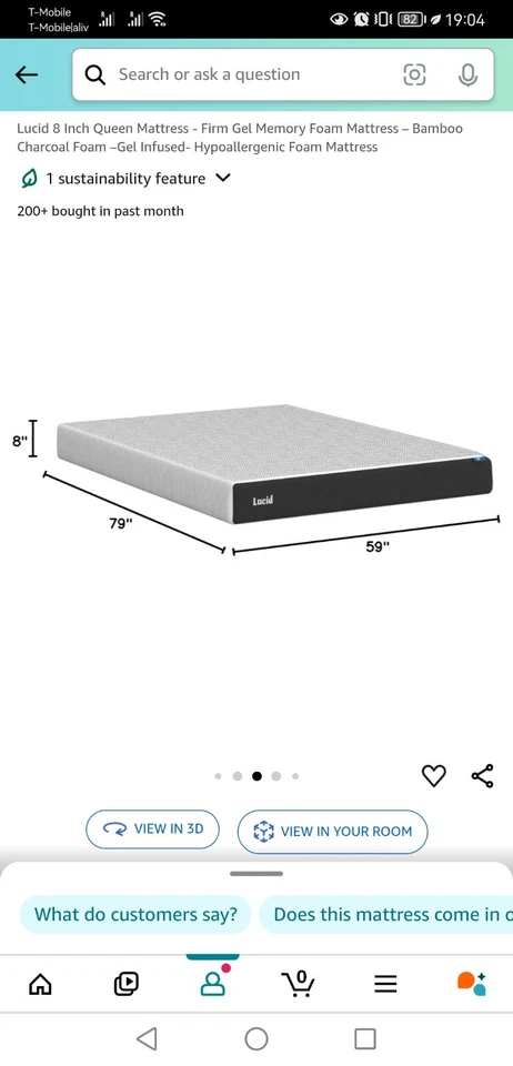 Colchón de espuma viscoelástica de gel doble capa LUCID 8 pulgadas, Queen - Blanco Foto 2 de 2