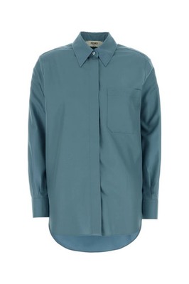 FENDI Air Force Blue Silk Shirt New & Authentic