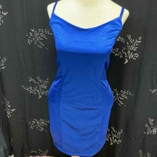 Iris Royal Blue Bodycon Mini Dress Womens Large Adjustable Straps Clubwear Party