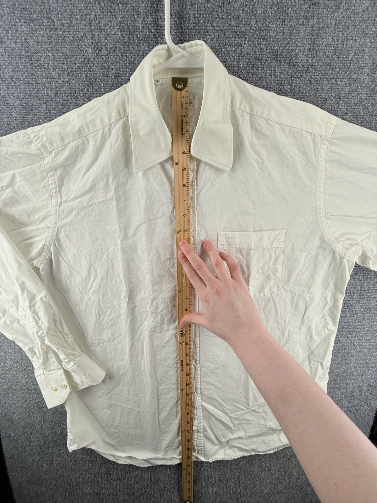 Givenchy Cotton Italy 17 White Solid Button Up Lo… - image 9