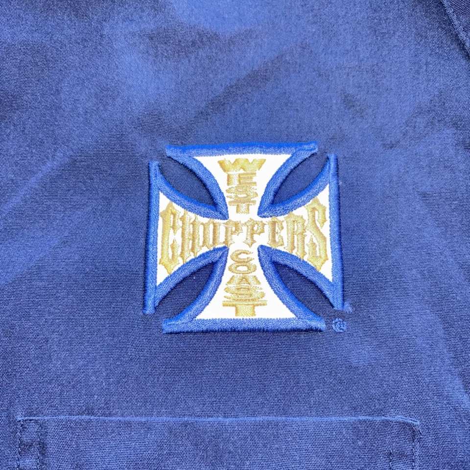 Camisa Jesse James Work Wear Botón Para Hombres Talla Lrg Azul West Coast Choppers M/C Club Foto 4 de 4