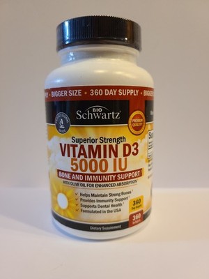 Bio Schwartz Vitamin D3 5000 IU (125 mcg)  360 Count  11/2027