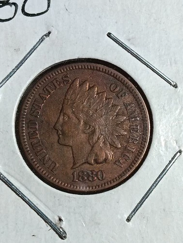 1880 IH penny w/ "Extra Fine+" det., visible LIBERTY, clear necklace, Item KBB10