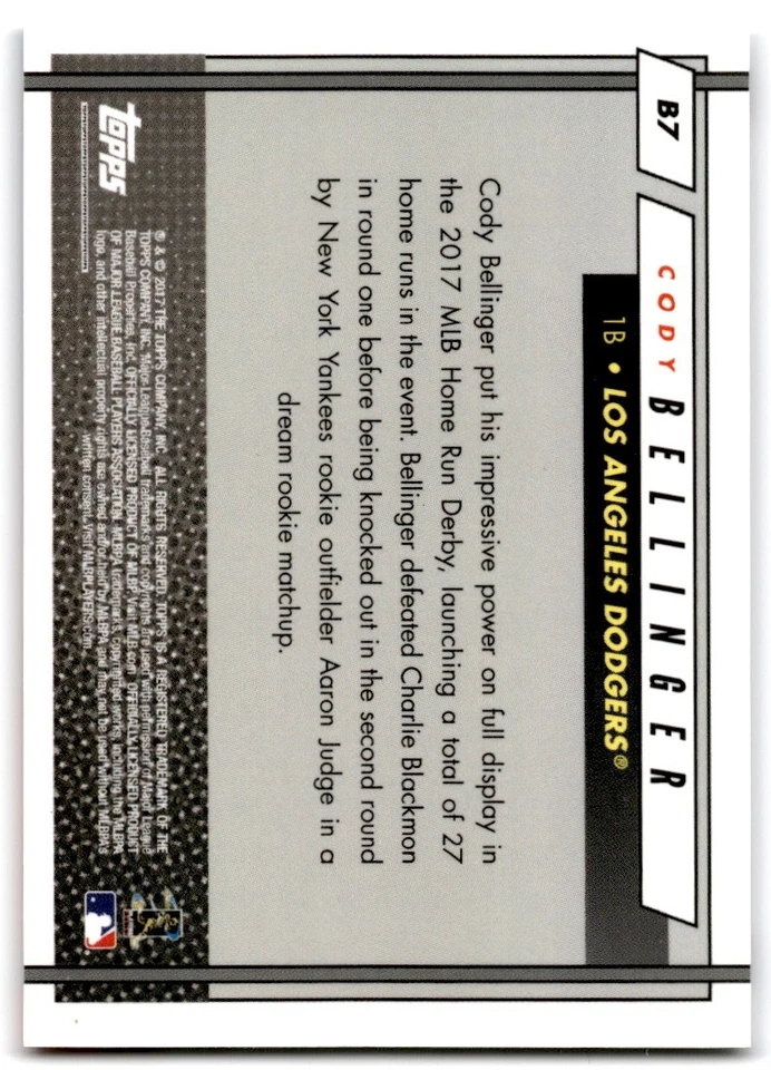 2017 Topps On-Demand Rookie Class ROY Award Winner Cody Bellinger Cody Bellinger - Image 2 of 2