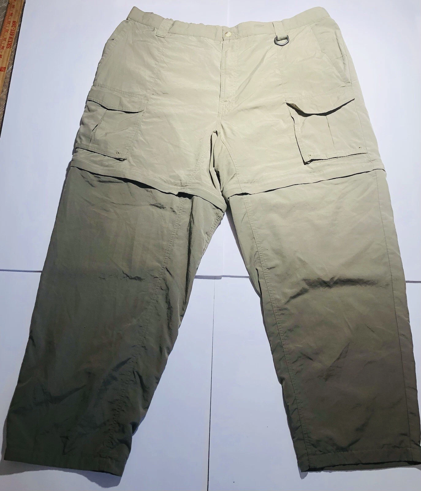 Columbia PFG Mens Convertible Olive Green Nylon Fishing Cargo Pants Size XXL