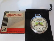 1900s 12s Pocket Watch Baseball Hans Wagner Ad Theme Dial Runs Well.