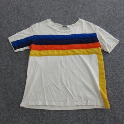 Sandro Shirt Womens M White Multicolor Stripe Crew Neck Short Sleeve Tee Top