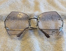 Vintage Tura Mod 188 Rimless Hexagon Design Slightly Tinted Lenses Eyeglasses
