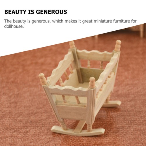 Wooden Cradle Bed Model Baby Toy Small Rocking Miniature Dresser Side Cabinet - 第 8/12 張圖片