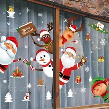123PCS Christmas Decorations, Christmas Window Clings Stickers for Glass, Snowfl