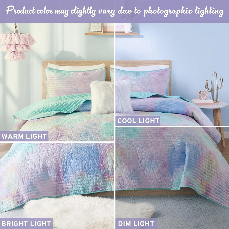 Intelligent Design Twin Quilt Set Boho Quilt Set, Watercolor Tie-Dye Coverlet... - Image 4 of 4