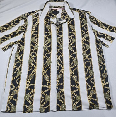 Baroque Gold Shirt By Drill Clothing Co. Gold Chain And White Design Size 3XL