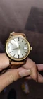 watch timex vintage leather strap gold self wind works 1960s's