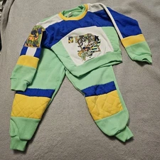 Vintage 90s Boys Neon Green Sweatsuit, Size 4T. Sweatpants & Sweatshirt Set