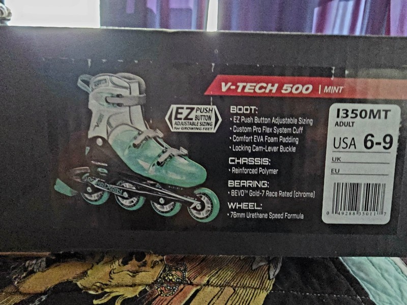 Roller Derby V-Tech 500 Mint Adjustable Inline Skates Adult US 6-9 I350MT