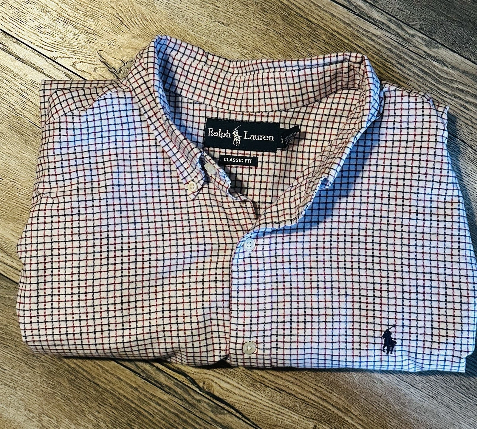 Ralph Lauren Men's Long-sleeve Button-down Shirt In A Red White and Blue PattXXL