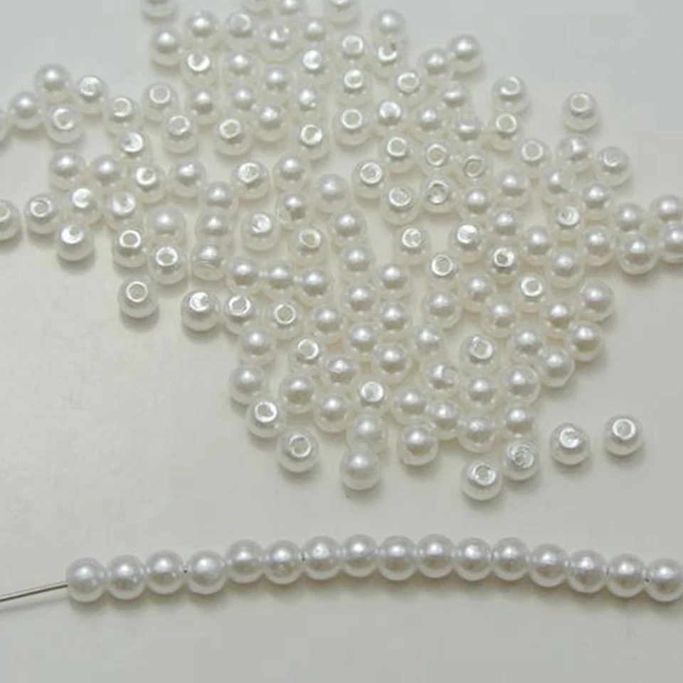 10000 cuentas redondas de perlas de imitación blancas puras perlas de imitación de 3 mm mini cuentas espaciadoras Foto 3 de 4