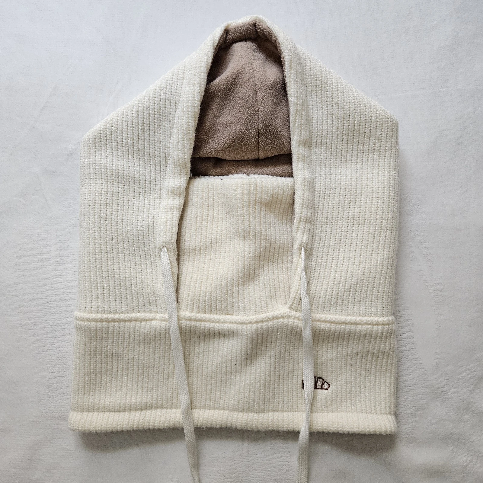 Beneunder Winter Hat Hooded Scarf Ski Balaclava Mask Unisex Beige/Cream