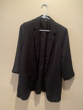 Express 108 Black Ruched Sleeve Boyfried Blazer Medium