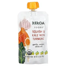 Organic Pureed Baby Food, Squash And Kale With Turmeric, 3.5 oz (99 g)
