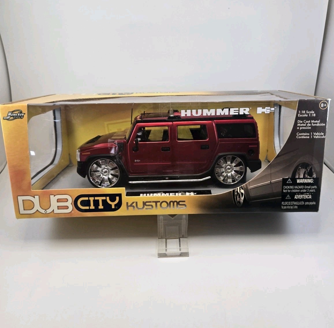 Jada Hummer H2 Dub City Kustoms 1:18 Red with Spinners Die-cast