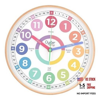 Kids Clock - Silent 10'' Analog Learning Wall Clock - Award 10 inch Pastel