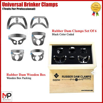 Universal Brinker #B4 Dental Clamp Set   6pcs Rubber Dam Retractors for Premolar