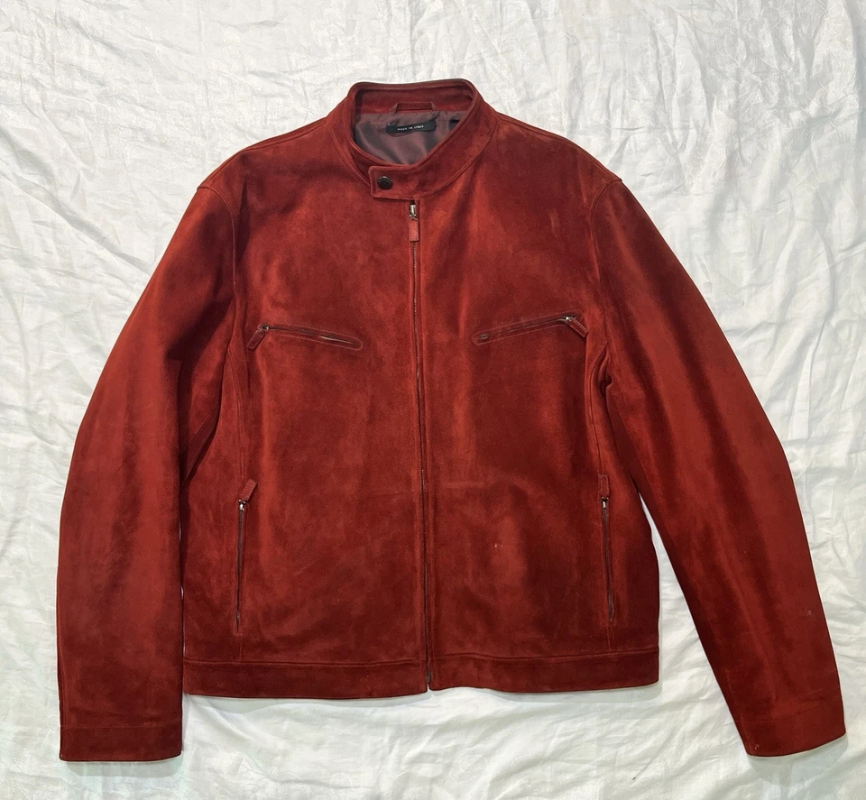 Chaqueta Gucci Vintage Cuero Borgoña Estilo Moto Hombre Talla 58 XL Foto 2 de 4