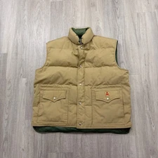 Vintage Academy Broadway Goose Down Vest Men's Extra Large XL Tan 1980s Outdoors