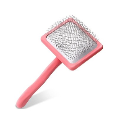 Flying Pawfect Pet Slicker Brush Large Pink Ergonomic Handle For Dogs Cats