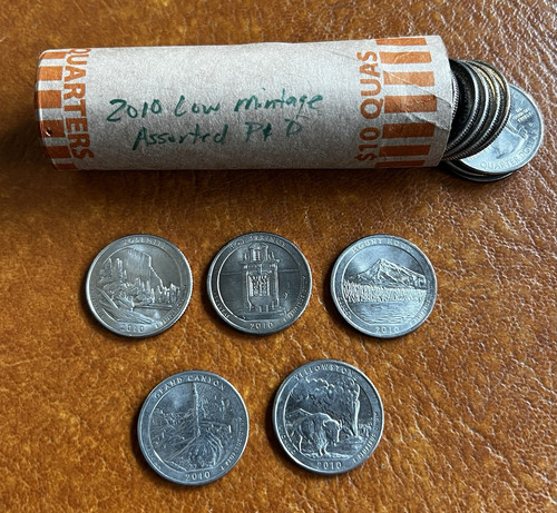 2010 Roll Assorted Lot All 5 Quarters Springs Yellowstone Hood Yosemite Canyon - Picture 1 of 2