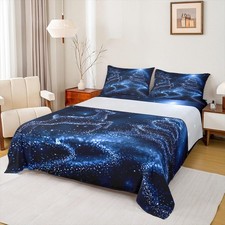 Christmas Tree Bed Sheet Set Kids Glowing Reindeer Sheets Set 4pc Merry Chris...